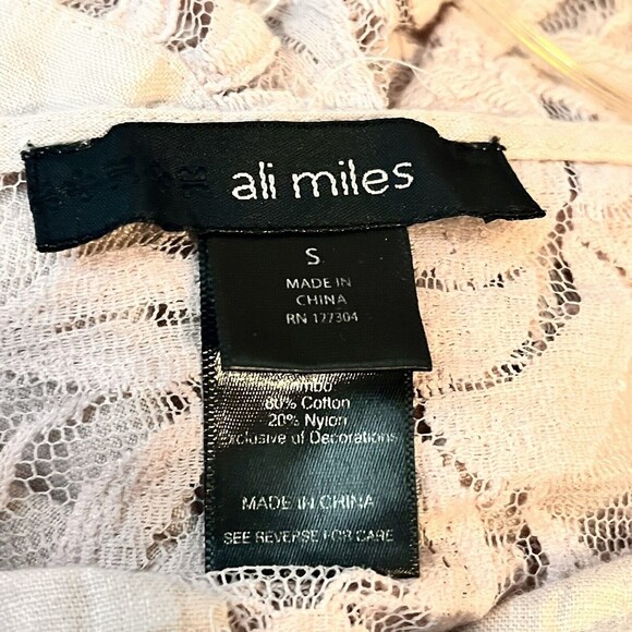 Ali Miles S Blush Linen Blouse Jacket Lace Details Boho Lagenlook Romant… - Picture 2 of 12